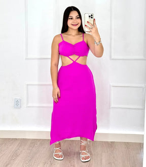 Vestido Luara Max Midi Fucsia